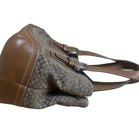 Coach Soho Camel Monogram Canvas Leather Shoulder Bag - Picture 6 of 11